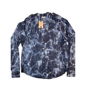Shizzo Lina Silk Shirt in Black Marble